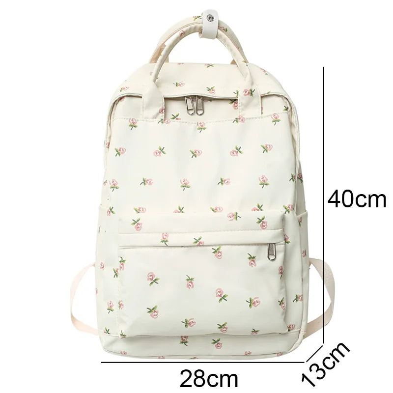 Mimicun Fashion Women Cute Floral Student Backpack Trendy Lady Kawaii Book Bags Female Print Laptop College Backpack New Girl School Bag