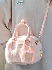 Mimicun  -  Sweet Handbags for Women Pink Messenger Bag Trendyol Cute Lady Casual Furry Kawaii Japanese Cotton Shoulder Bag