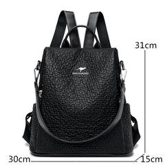 Mimicun High Quality Stone Pattern Leather Backpacks Women Large Capacity Travel Backpack School Bags Fashion Luxury Ladies Shoulder Bag