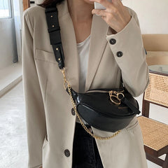 Mimicun  -  New Chain Leather Crossbody Bags Women Small Quality Shoulder Messenger Waist Bag Lady Casual Ring Zipper Handbags and Purses