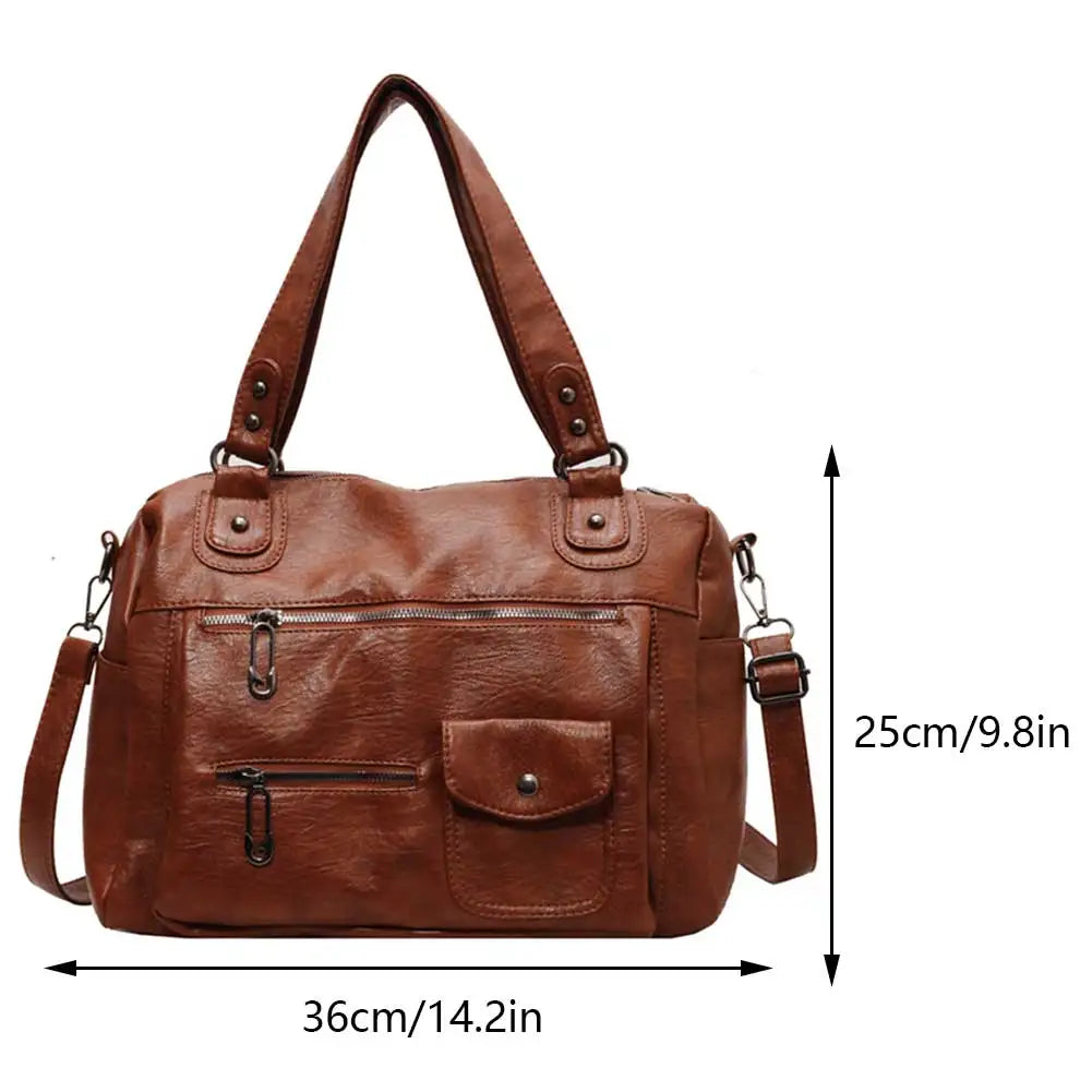 Mimicun  -  Women Chic Hobo Bag Adjustable Strap PU Leather Fashion Sling Bag Solid Color Stylish Tote Handbag Large Capacity Messenger Bag