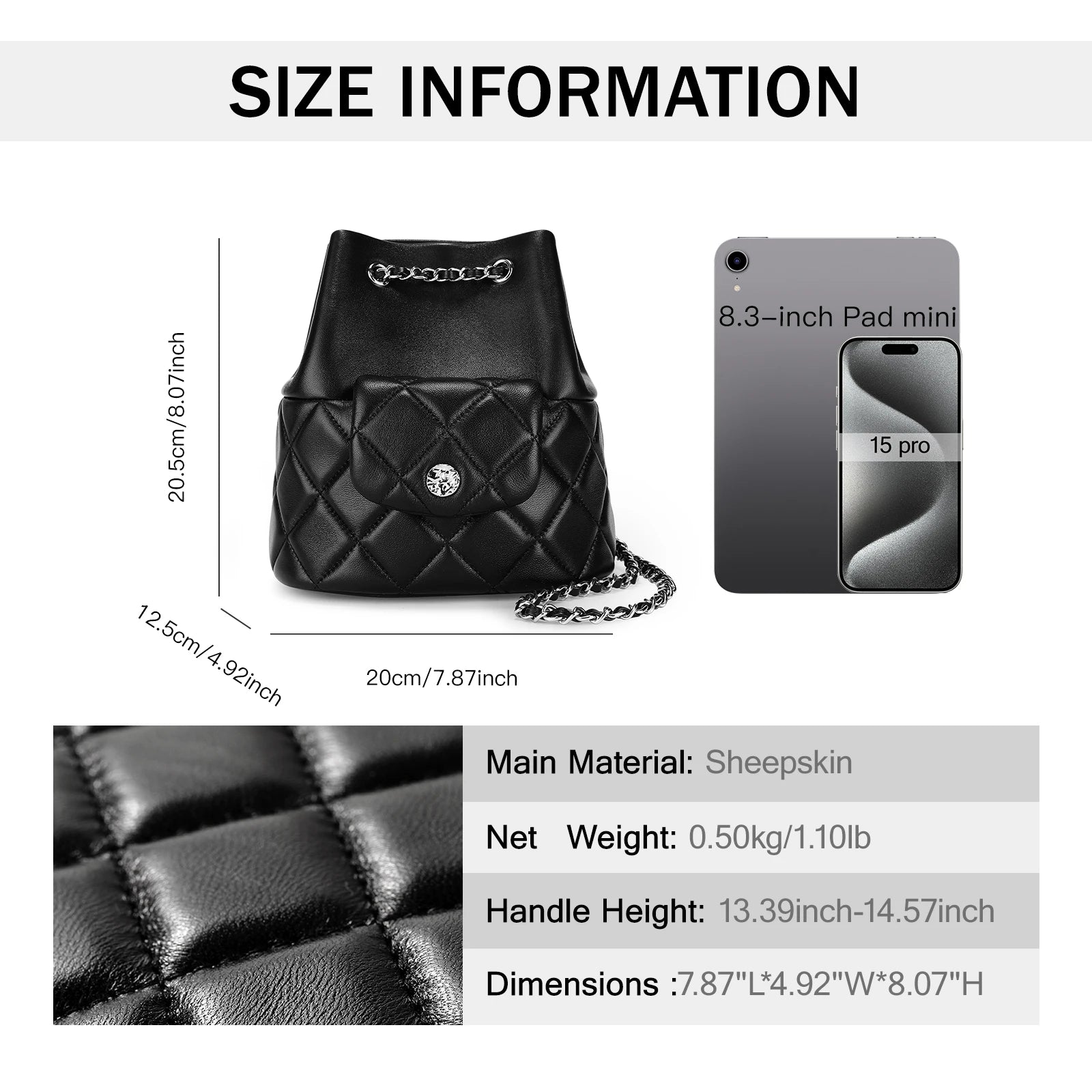 Mimicun 2024 New Sheepskin Chain Shoulder Bag, Quilted Diamond Lattice Original Design Backpack, Large Capacity Backpack