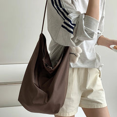 Mimicun Fashion Casual Nylon Tote Women Large Capacity Drawstring Commuting Bucket Shoulder Bags Simple Underarm Bag Vintage Bolsa Mujer