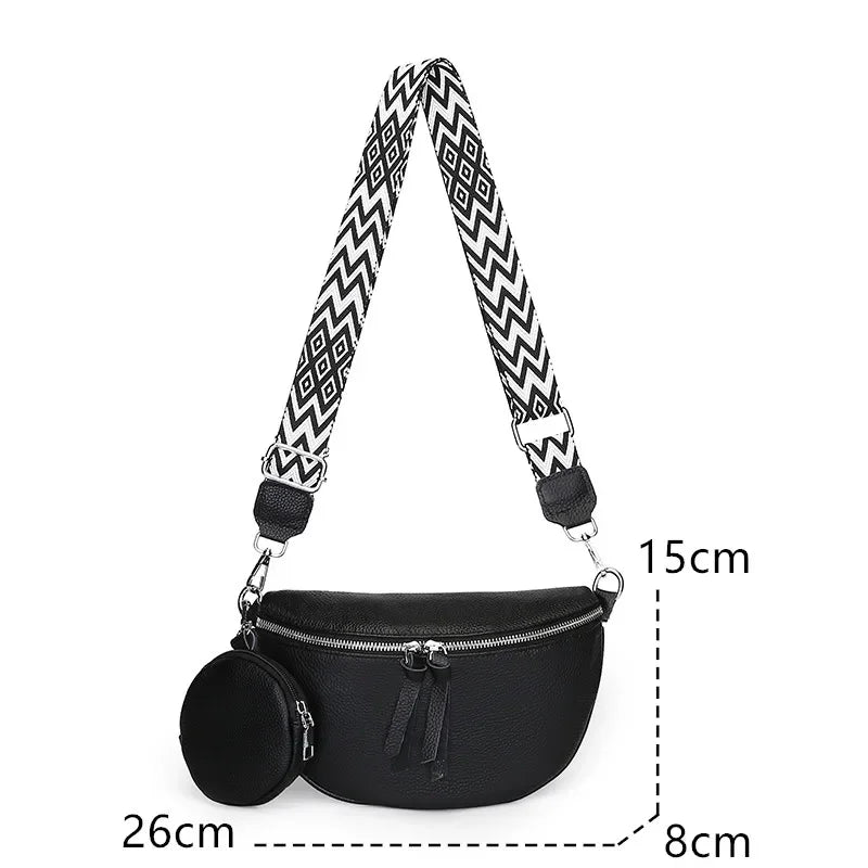 Mimicun Luxury Genuine Leather Woman Chest Bag High Quality Cow Leather Women's Crossbody Bag With Small Purse Female Handbags Waist Bag