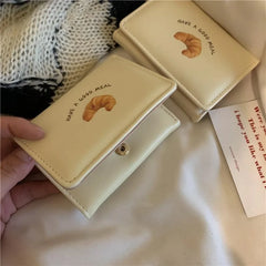 Mimicun Cute Bread Wallets for Women Ins Korean Style Fashion Simple Designer Card Wallet Square Leather Original Aesthetic Bags