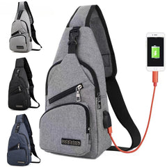 Mimicun USB Charging Sling Bag For Men Casual Chest Bag Shoulder Crossbody Bag Male Anti Theft Multifunction Bags Man Sports Travel Pack