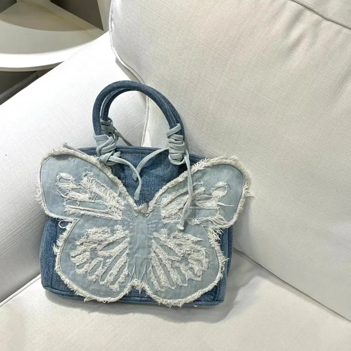 Mimicun  -  Spicy Girl's Fashion Canvas Butterfly Denim Shaped Large Capacity Tote Bag Handbag Causal Chic Girls Designer Bag