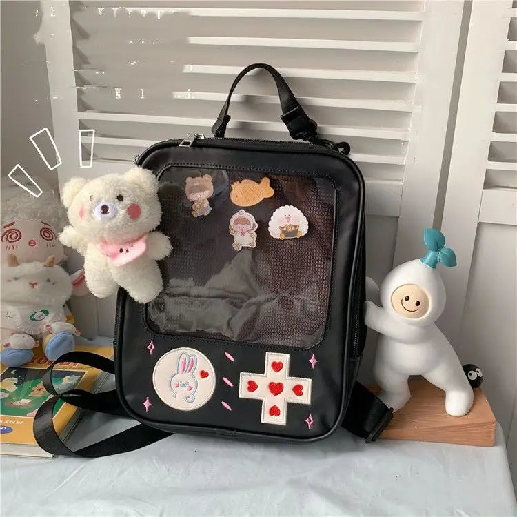 Mimicun Japanese Ins Soft Sister Messenger Bag, Cute Cartoon for Girl Students, Anime Pain Bag, Shoulder Bag and Dual-use Bag, Bao Meng