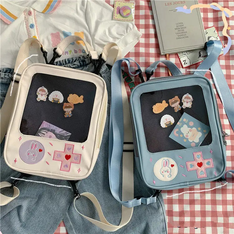 Mimicun Japanese Ins Soft Sister Messenger Bag, Cute Cartoon for Girl Students, Anime Pain Bag, Shoulder Bag and Dual-use Bag, Bao Meng