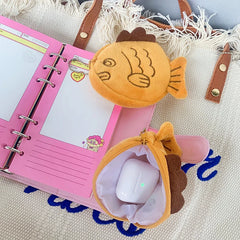 Mimicun  -  New Japan Cute Plush Snapper Fish Doll Coin Purse Wristlet Bag Cartoon Wallet Mini Zipper Girl Coin Wallet Cable Headset Bag`