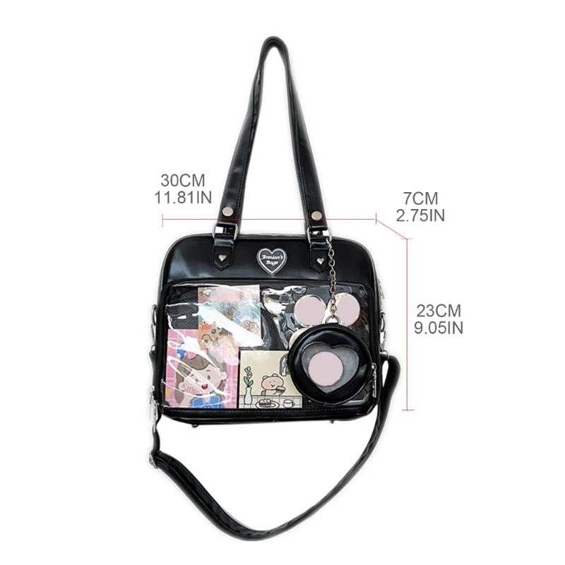 Mimicun  - Japanese Harajuku Ita Bag for Women Transparent Pocket Itabag High School Girls