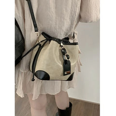 Mimicun Fashion Womens Shoulder Bag Korean Style Aesthetic Vintage Casual Small Bucket Bag 2024 Literary Ladies Designer Handbag