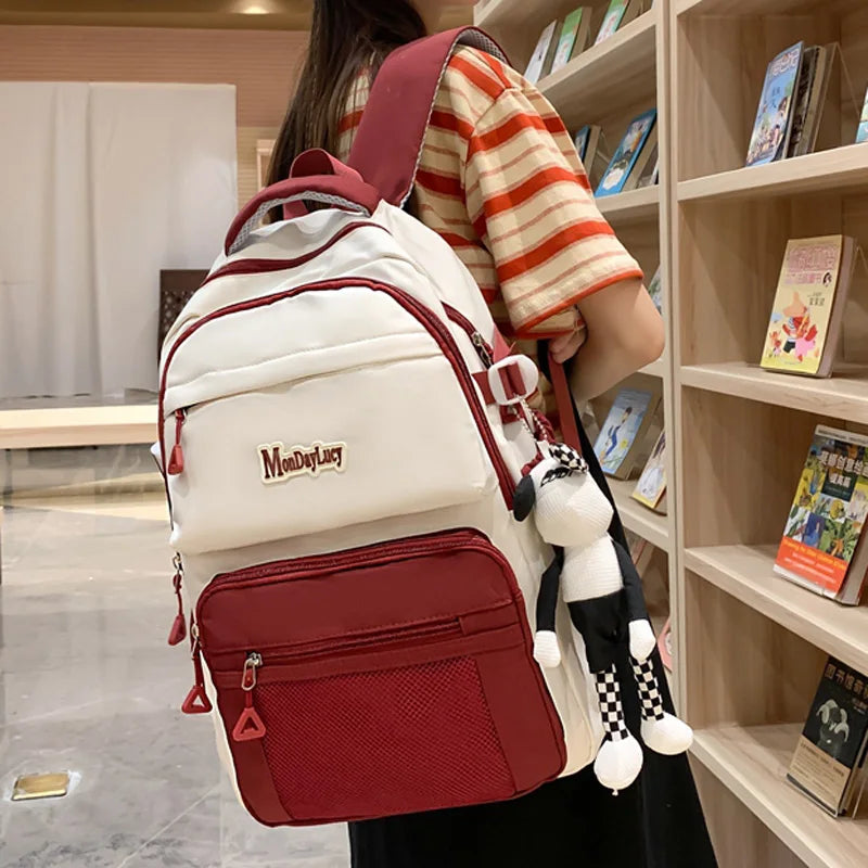 Mimicun New Multiple Pockets Waterproof Nylon Women Backpack Female High Quality Travel Bookbag For Teenage Girl Boys School Bag