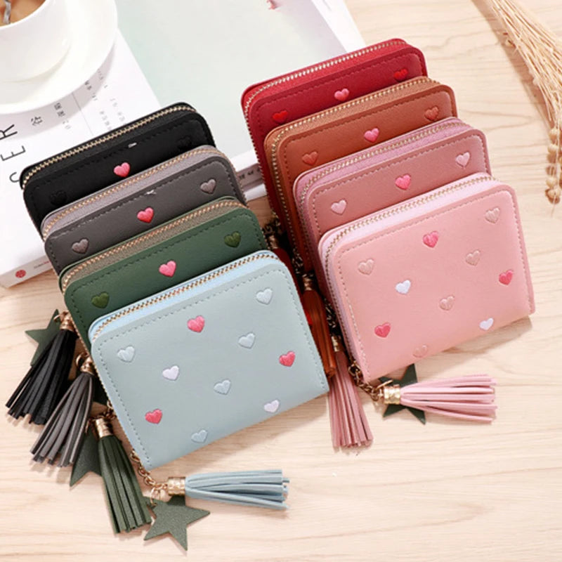 Mimicun 2024 Women Wallet Ladies Mini Small Short Tassel Wallet Cute Girl Zipper Pu Leather Coin Purse Female Hand Wallet Purse cartera