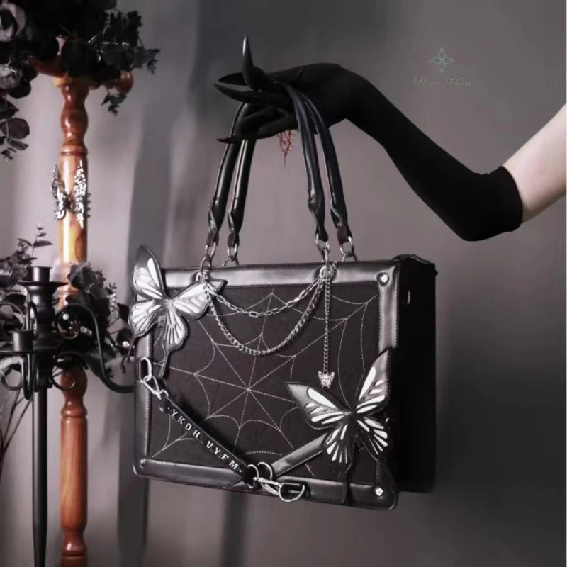 Mimicun  -  Y2K Labyrinth Butterfly Spider Web Letter Chain Handbags DIY Transparent Ita Bag Lolita Gothic Tote Vintage Fashion Shoulder Bag