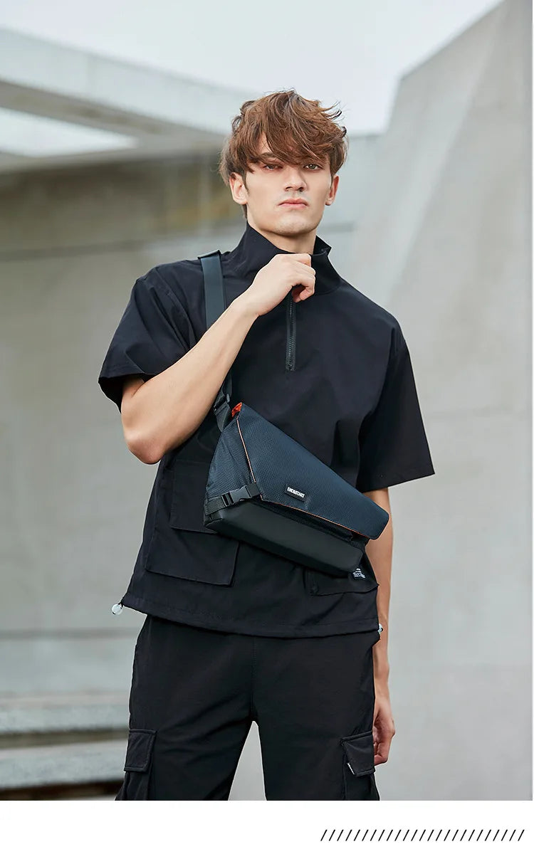 Mimicun New Functional Men's Messenger Bag Tide Brand Riding Crossbody Bag Small Trendy Shoulder Bag Commuter Chest Bag Mini Sling Bag